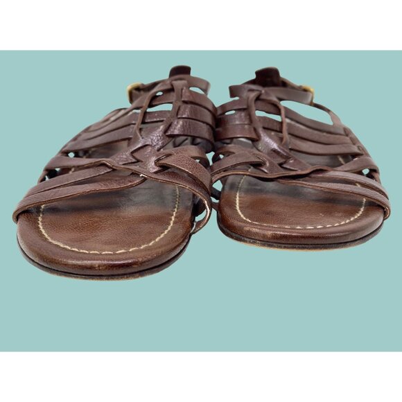 Prada Brown Leather Gladiator Sandals - Picture 3 of 9